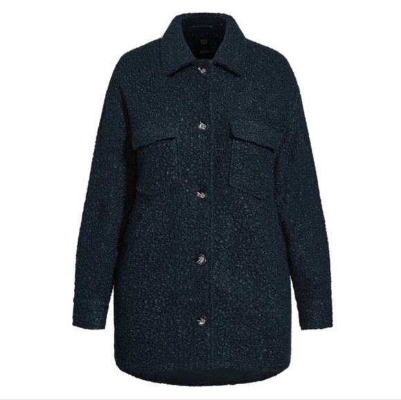 NWT City Chic CCX Teddy Shacket Steel Blue Size 14 - Picture 4 of 12